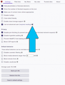 ublock origin advanced settings gears