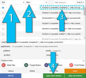 user agent switcher steps shown to spoof the browser into a bot to block twitch.tv preroll ads