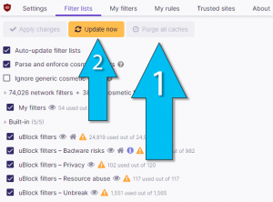 ublock origin how to purge the cache